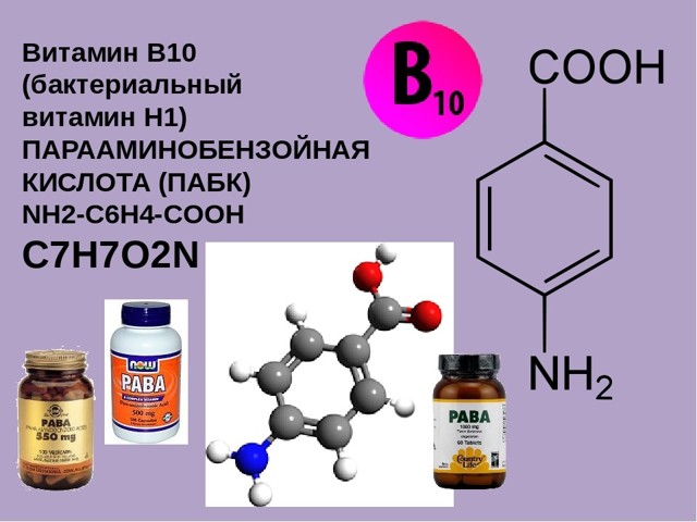 Вітамін В10 (параамінобензойна кислота): в чому полягає, для чого потрібен організму