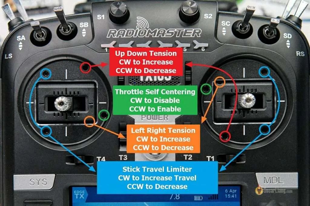 Radiomaster Tx16s Mark Ii Mkii Ag01 Eachine Gimbal Stick Adjustment Front