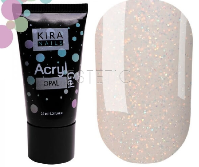 Акрил-гель Kira Nails Acryl Gel Glitter Opal, 30 г (новинка сезона 2020)