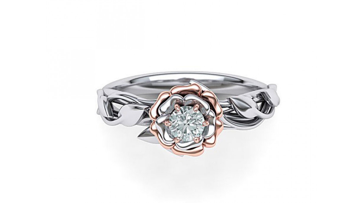 Дизайнерское помолвочное кольцо с бриллиантом (товар и фото магазина skygold.com.ua)