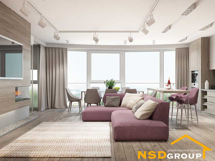 Дизайнерский ремонт в квартире с панорамным видов (фото работы дизайнеров nsdgroup.com.ua)