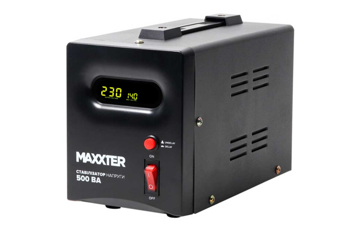 Стабілізатор напруги для дому Maxxter 230 В, 500 ВА