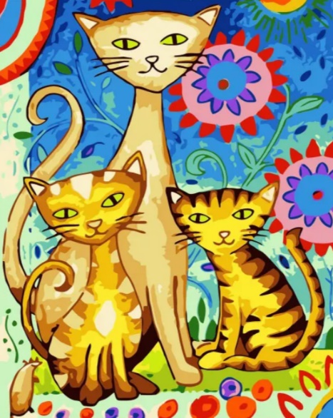 Три кошки - детский рисунок