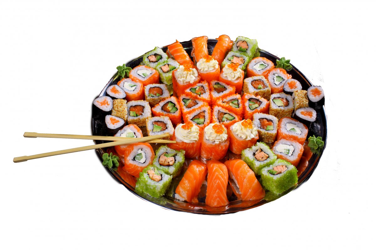 Суши сет на круглой тарелке